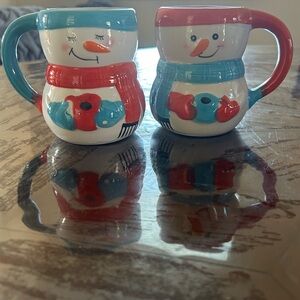 Set Of (2) Snowmen Mugs